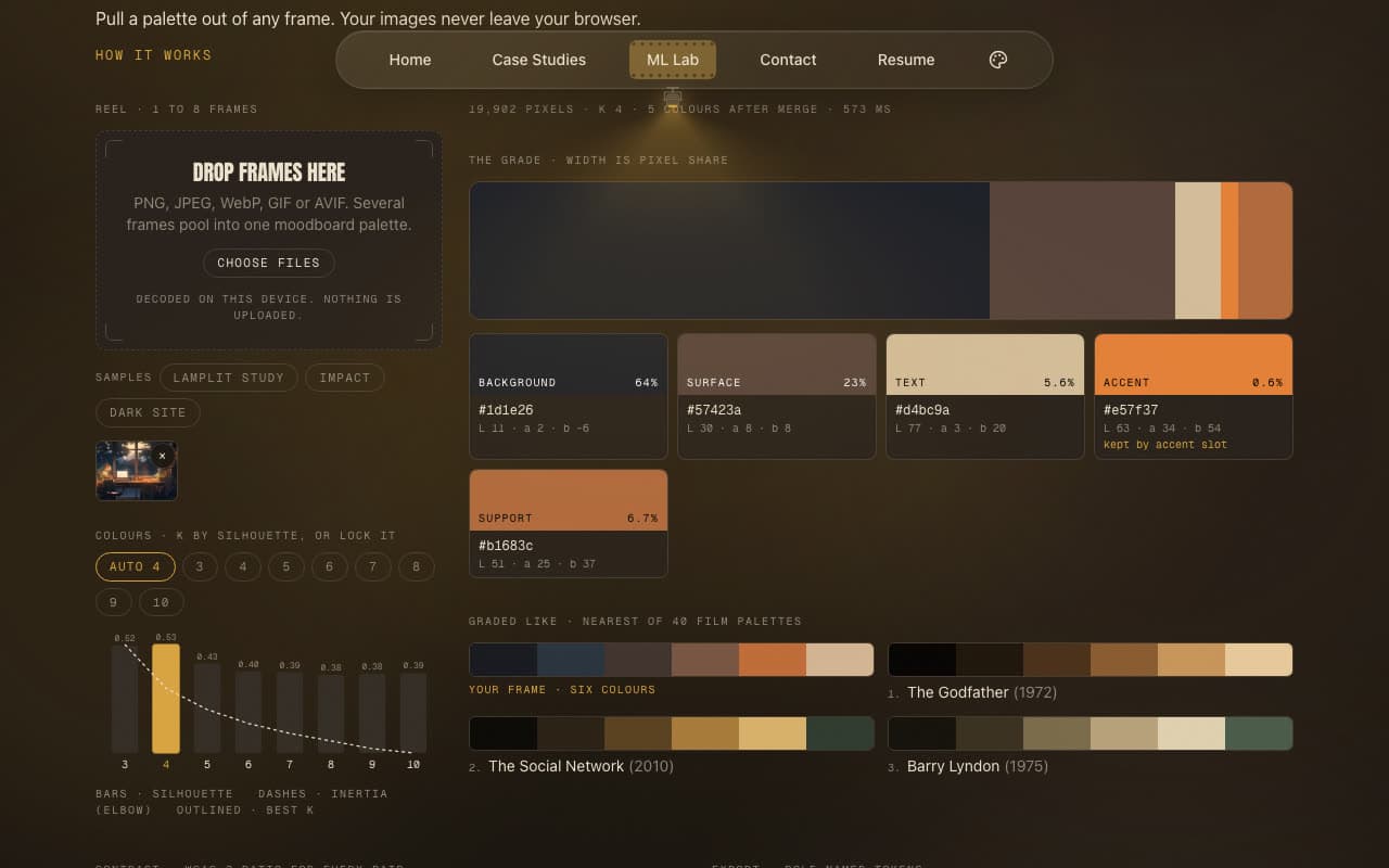Palette Grade demo running in the browser